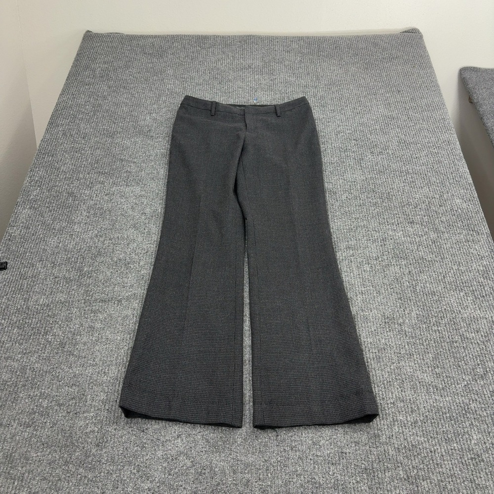 Banana Republic Pants Womens 4 Gray Wool Blend Micro Check Flare Leg Office Work